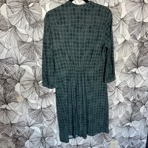 Simply Vera Vera Wang Teal Blouson Smocked Long Sleeve Dress Women's Size Large - Picture 3 of 10